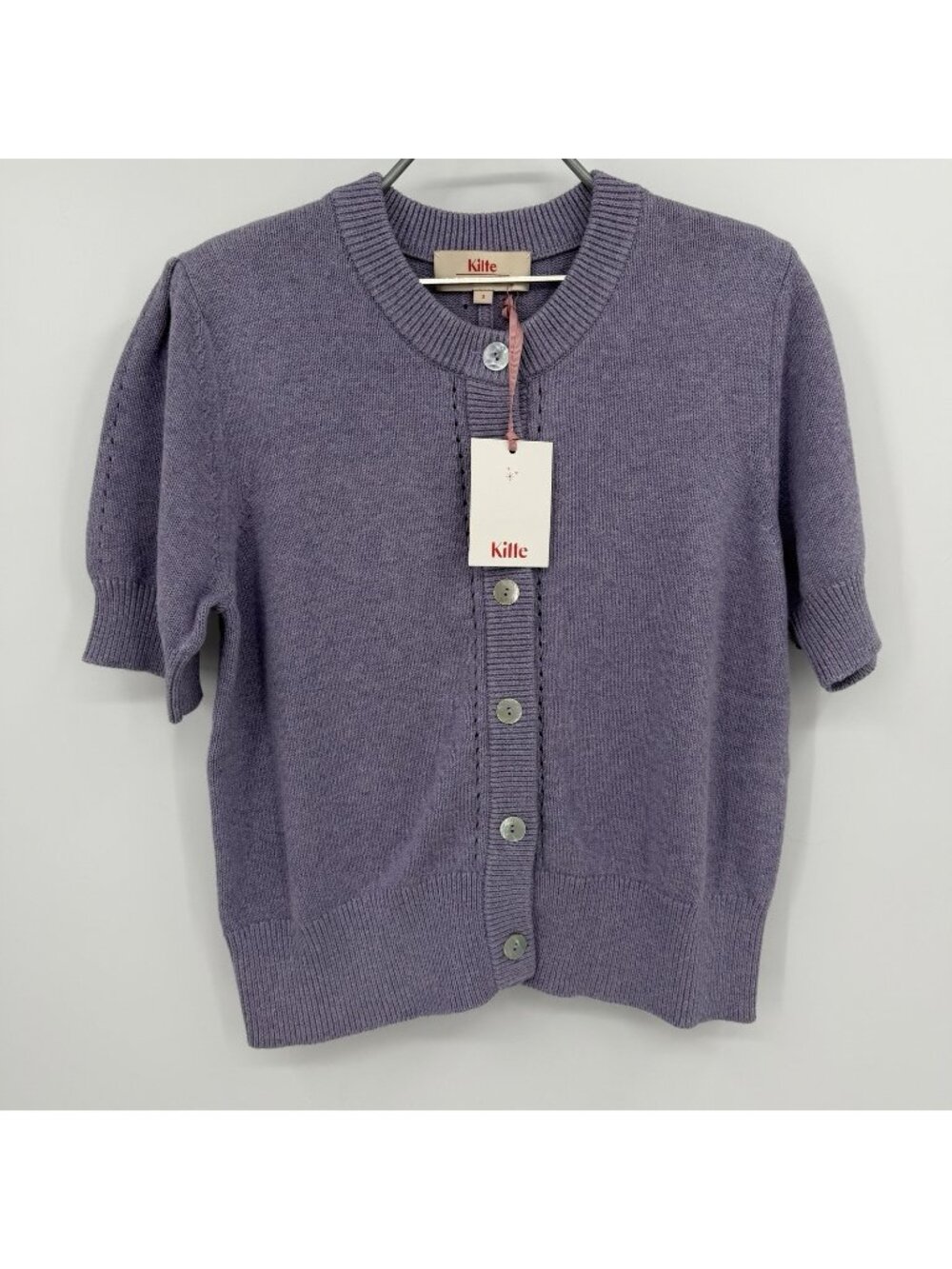 Kilte Collection Ariel Short Sleeve Cardigan Sweater size 3 L/XL Cotton-Cashmere